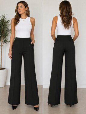 Express Editor Black Dress Pants Stretch Wide Leg Size 10R Career
